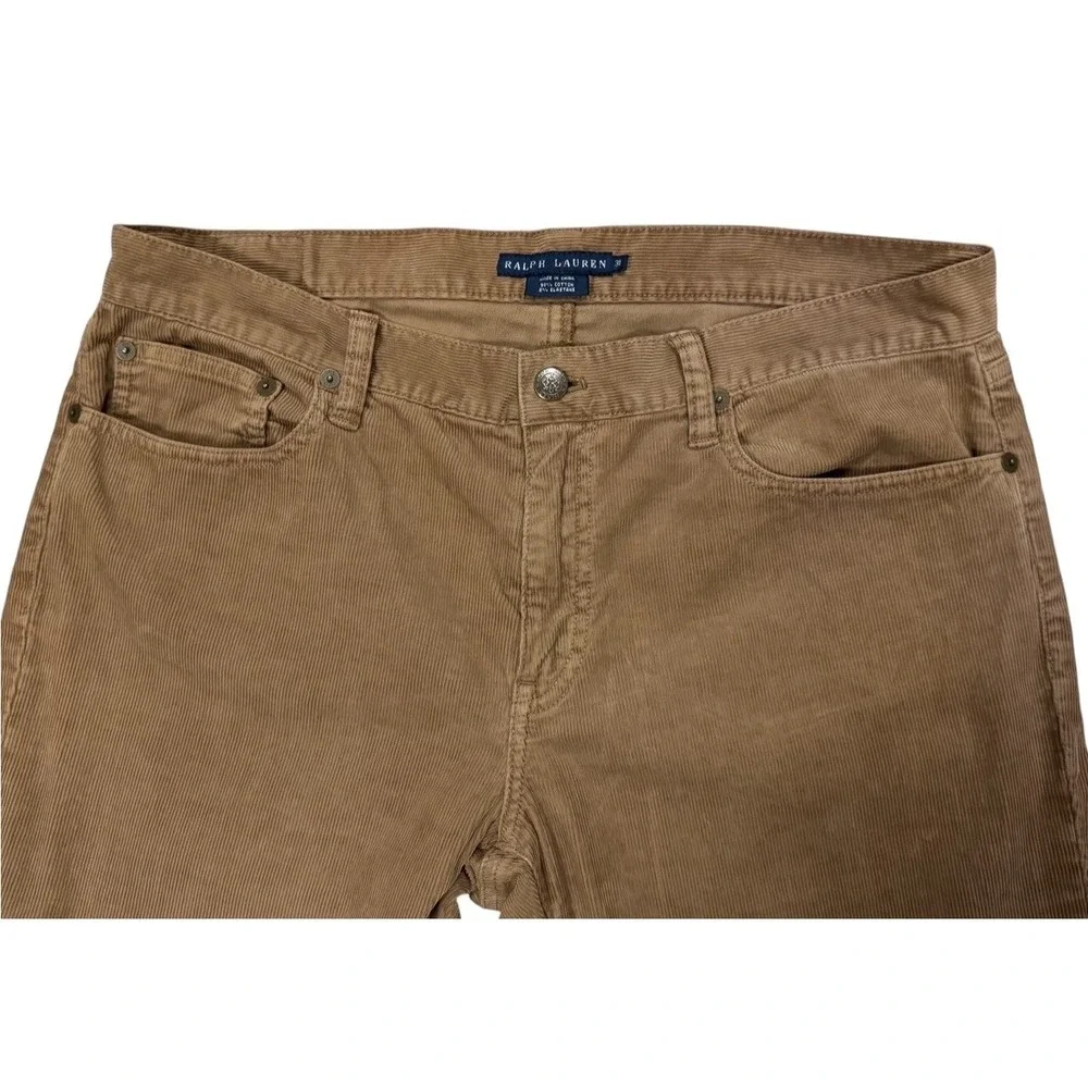 Ralph Lauren VTG Corduroy Pants Men 31x30 Tan Slim Straight Stretch Tan 5-Pocket